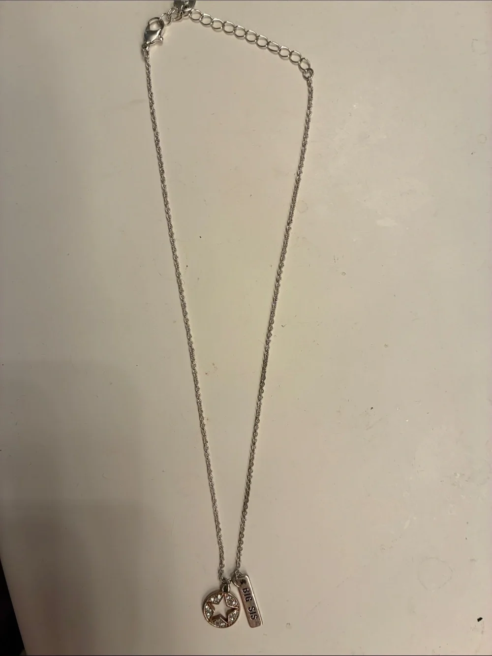 Silver Star Pendant Necklace for Kids with 'BIG SIS' Tag